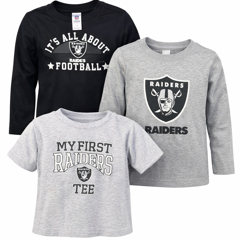 Raiders Toddler Bundle 18M–2T NFL Las Vegas Football Shirts Game Day Outfit Lot